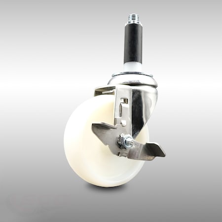 Service Caster 4 Inch 316SS Nylon Wheel Swivel 7/8 Inch Expanding Stem Caster with Brake SCC SCC-SS316EX20S414-NYS-TLB-78